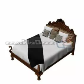 Old Wooden Antique Bed 3d model