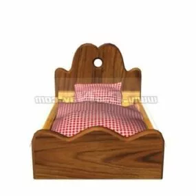 Antique Wooden Children Bed 3d model