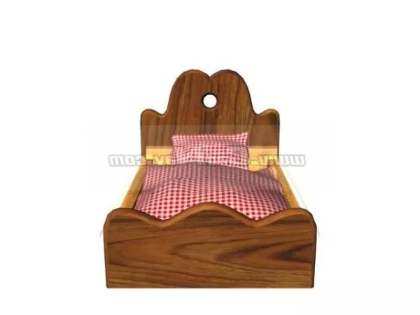 Antique Wooden Children Bed 3d model Antique Wooden Children Bed 3d model
