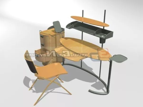 Wooden Furniture Computer Desk 3d model Wooden Furniture Computer Desk 3d model