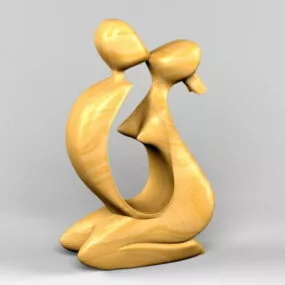 Statue Wooden Mother And Child Figurine 3d model