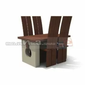 Furniture Wooden Restaurant Sets 3d model