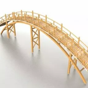 Garden Wooden Arch Bridge 3d model