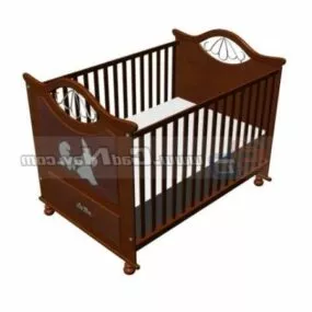 Simple Wooden Baby Crib 3d model