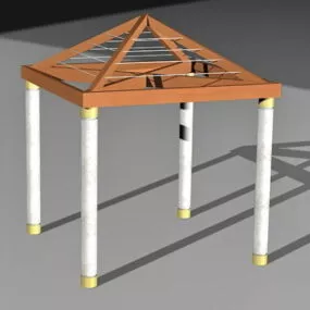 Wooden Backyard Gazebo Pavilion 3d model