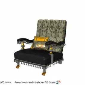 Wooden Baroque Armchair 3d model
