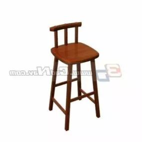 Wooden Black Bar Stool 3d model