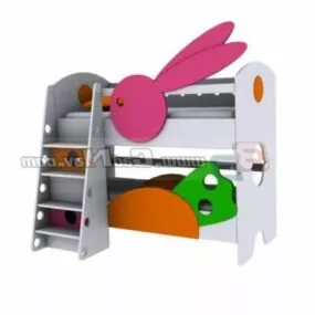 Wooden Bunk Bed Child Furniture 3d model