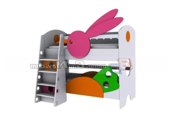 Wooden Bunk Bed Child Furniture 3d model Wooden Bunk Bed Child Furniture 3d model