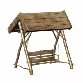 Playground Wood Canopy Swing Seat 3d model