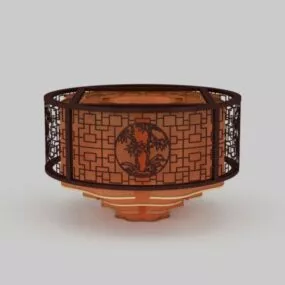 Wooden Carved Shade Pendant Light 3d model