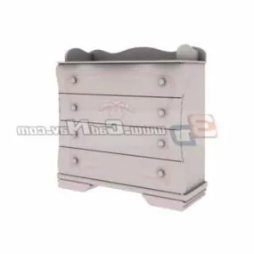 White Wooden Children Cabinet 3d model