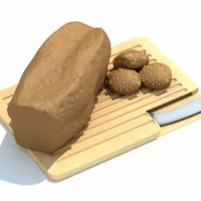 Kitchen Wooden Cutting Board With Food 3d model