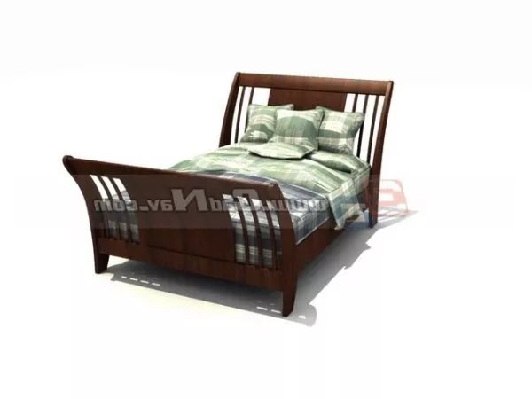 Wooden Antique Double Bed 3d model Wooden Antique Double Bed 3d model