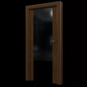 Wooden Framed Home Glass Door 3d model