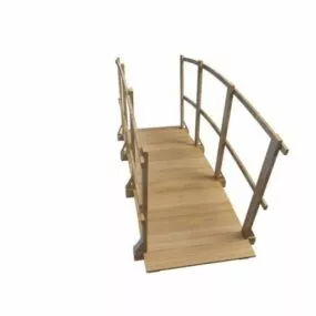 Outdoor Wood Garden Bridge 3d model