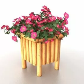 Wooden Garden Flower Planters 3d model