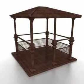 Outdoor Garden Antique Wooden Gazebo 3d model