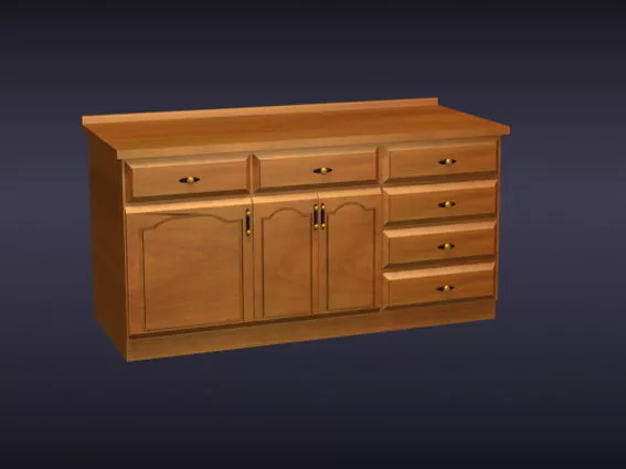 Kitchen Bar Counter With Stools, Food Set And Wine Bottle 3d model