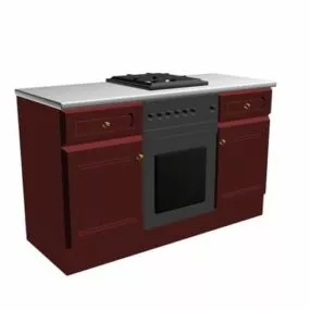 Wooden Kitchen Cabinet With Stove 3d model
