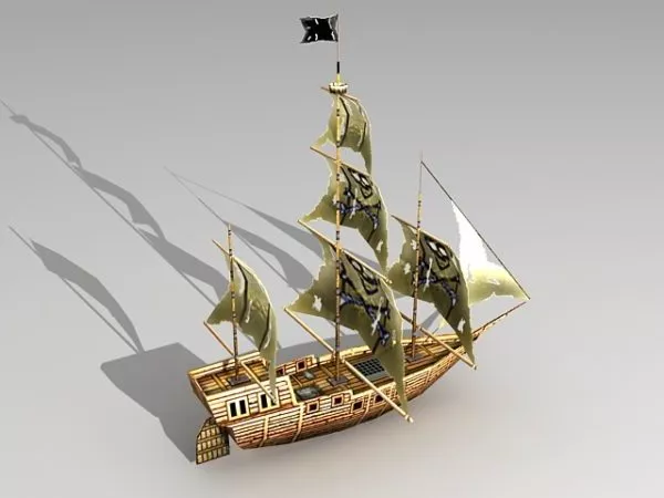 The Pirate Character With Treasure Chest 3d model