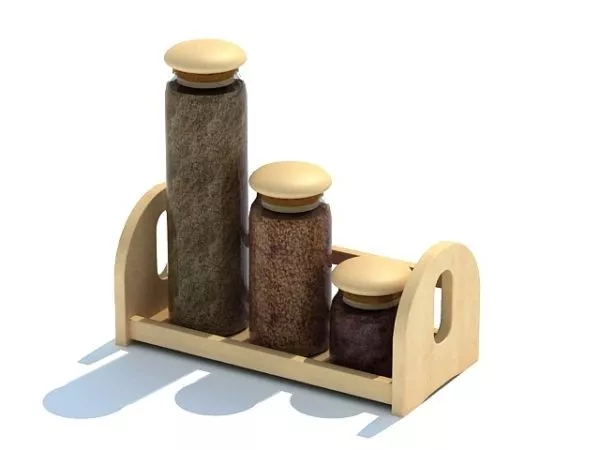Kitchen Wooden Spice Jars 3d model Kitchen Wooden Spice Jars 3d model