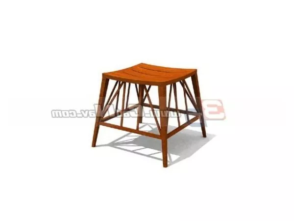 Small Wooden Square Stool Furniture 3d model Small Wooden Square Stool Furniture 3d model