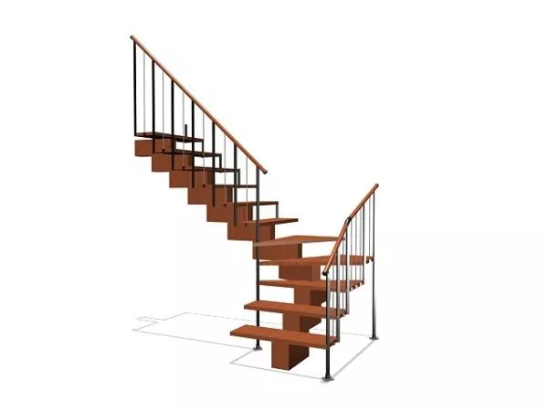 Home Wooden Staircase With Railing Free 3d Model - .Max, .Vray ...