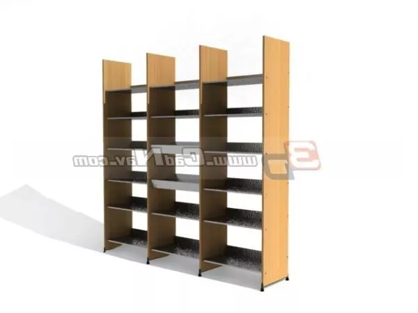 Wooden Library Book Shelf 3d model Wooden Library Book Shelf 3d model