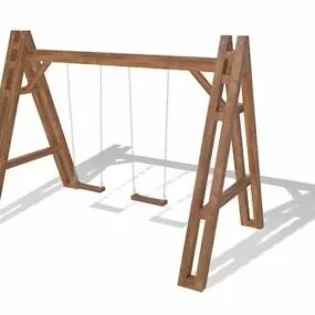 Outdoor Garden Wooden Swing Set 3d model
