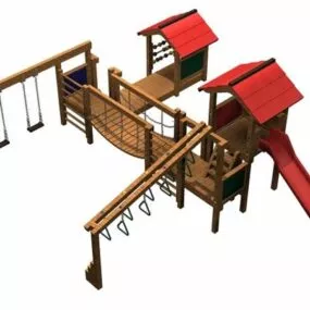 Wooden Swing Playset Building 3d model