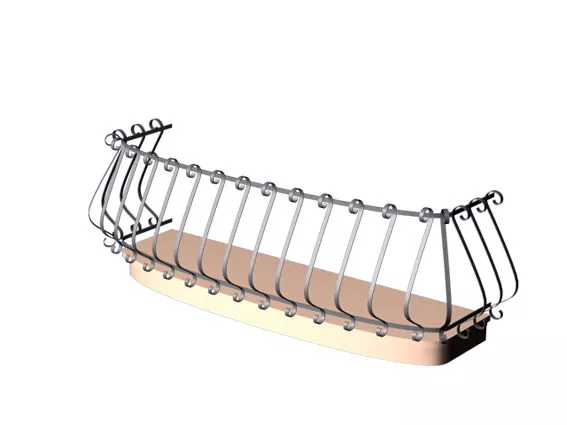 Antique Wrought Iron Balcony Railings 3d model Antique Wrought Iron Balcony Railings 3d model