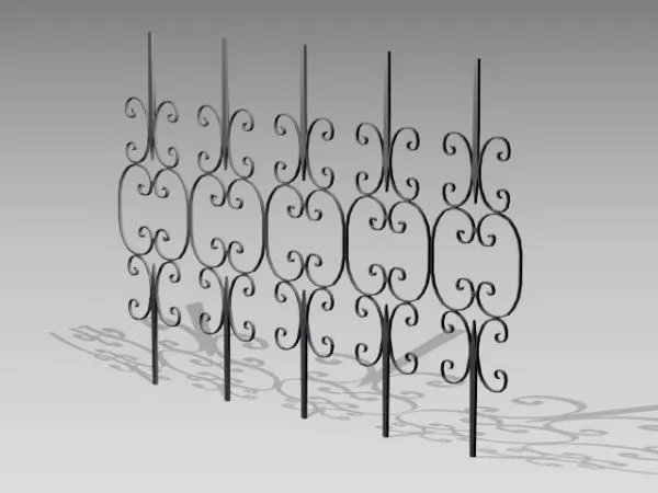 Simple Iron Column Fence With Decorative 3d model
