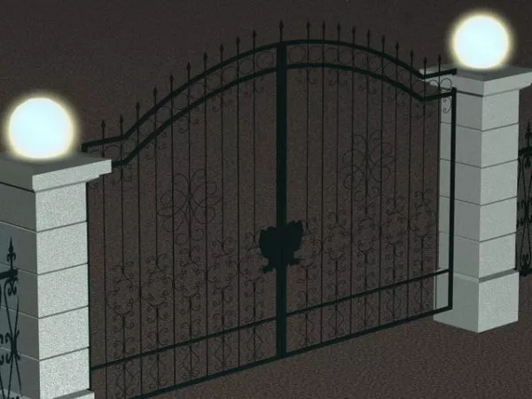 Steel Gate With Brick Column 3d model