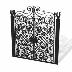 Black Wrought Iron Vintage Gate Design 3d model