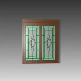 Wooden Frame Glass Door 3d model