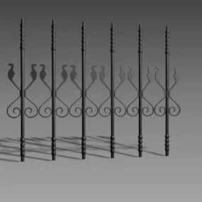 Wrought Iron Railing Parts 3d model