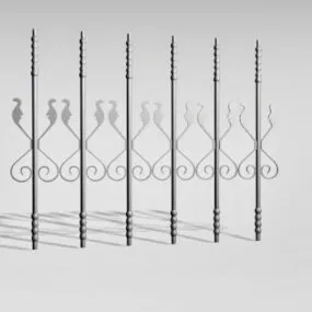 Building Wrought Iron Stair Railing Parts 3d model