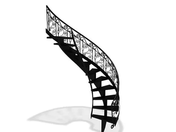 Wrought Iron Antique Curved Staircase 3d model Wrought Iron Antique Curved Staircase 3d model