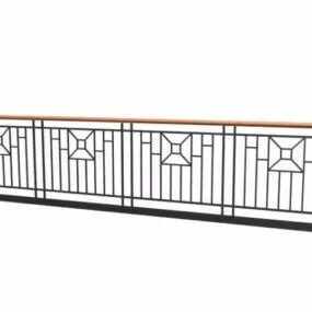 Elegant Wrought Iron Street Railing 3d model