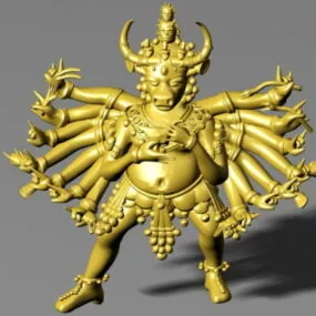 Yamantaka Bronze Antique Statue 3d model