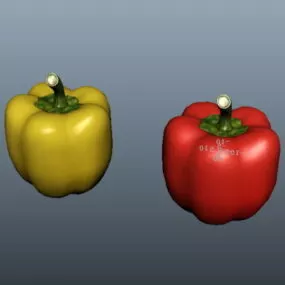 Food Yellow And Red Bell Peppers 3d model