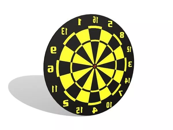 Sport Yellow And Black Dart Board 3d model Sport Yellow And Black Dart Board 3d model