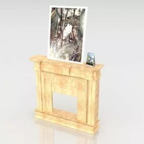 Antique Yellow Stone Fireplace Mantel 3d model
