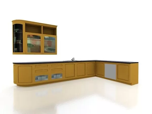 Yellow Kitchen Cabinets Simple Design 3d model Yellow Kitchen Cabinets Simple Design 3d model