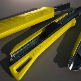 Office Tool Yellow Utility Knife 3d model
