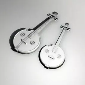Yueqin Moon Zither Instrument 3d model