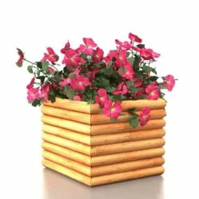Bamboo Garden Wood Planters 3d model