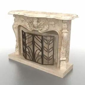 Retro Antique Fireplace Mantel 3d model