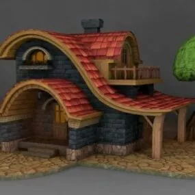 Curved Style House Design 3d model